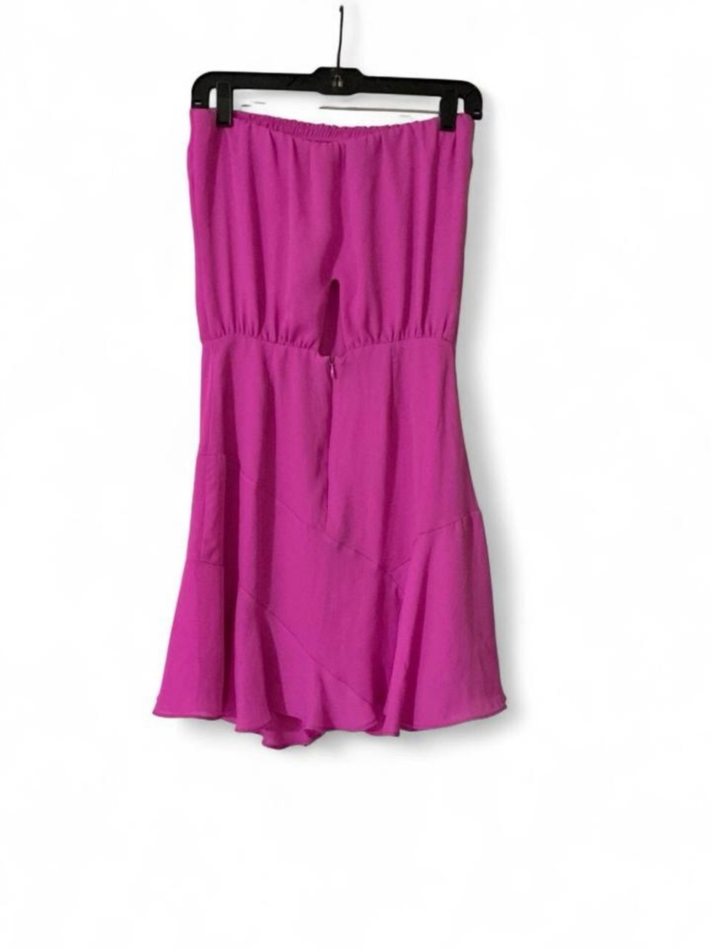 krisa Hot Pink Strapless Mini Dress Size Small Fuchsia Asymmetrical Ruffle - Picture 3 of 5